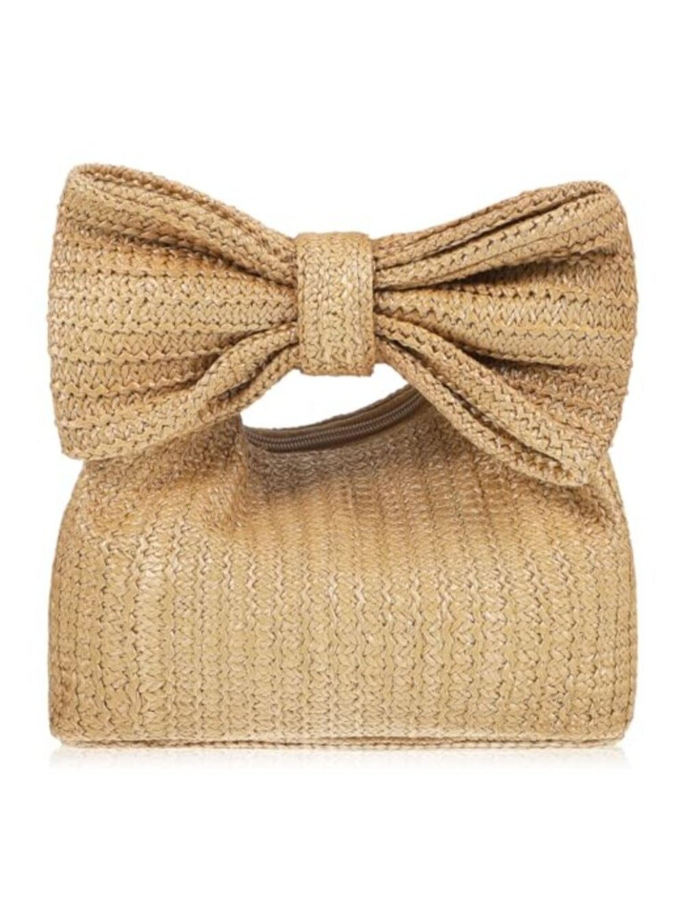 Woven Straw Clutch Purse with Bow Lightweight Summer Beach